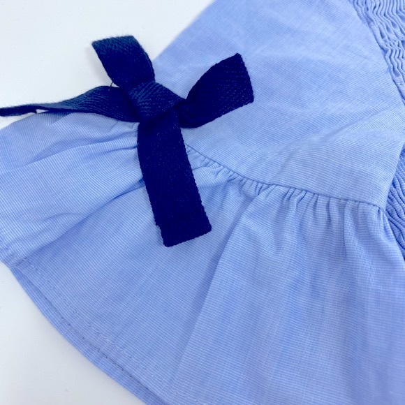 Zara-Smocked bodice babydoll dress w/bow details on sleeve / Size:9-12 Months - Picture 3 of 4